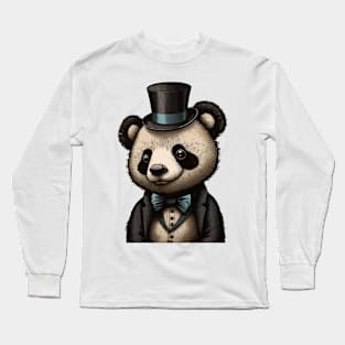 Panda wearing Top Hat Long Sleeve T-Shirt